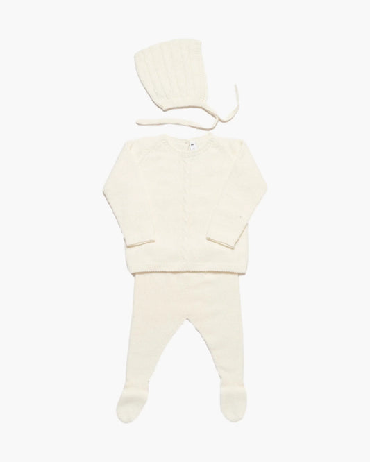 Cashmere-Mix Baby Suit & Bonnet Set